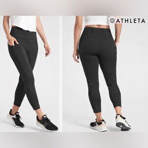 Athleta Trekkie Hybrid Cropped Tight Black Size 10 High Rise 26” Inseam yoga gym